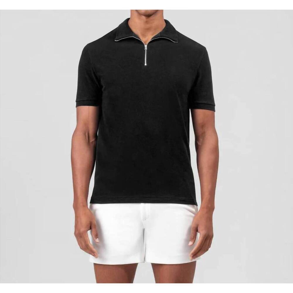 NEW RON DORFF short sleeve cotton piqué rd polo in black